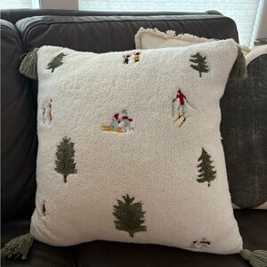 Holiday Decorative Pillow with Green and Red Accents
